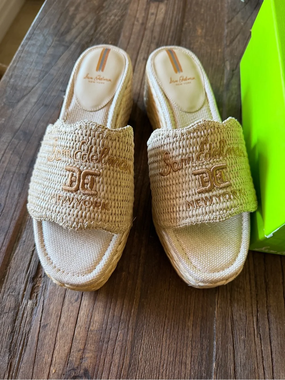 Sam Edelman Camila Platform Wedge Sandal in Sand Raffia